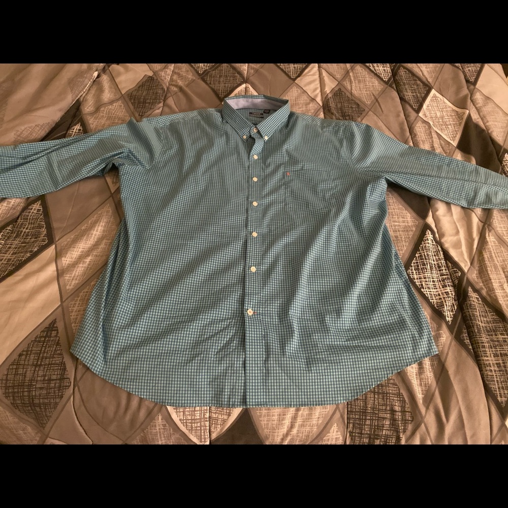 Mens Izod blue plaid button down 2xl xxl